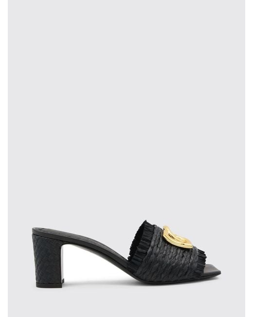 Dolce & Gabbana Black Dolce &Amp Gabbana Raffia Mules With Dg Monogram