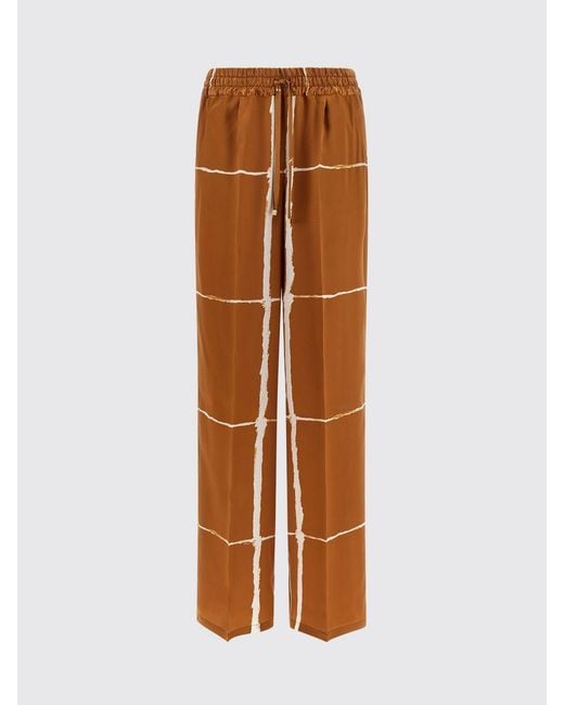Kiton Brown Printed Silk Palazzo Trousers