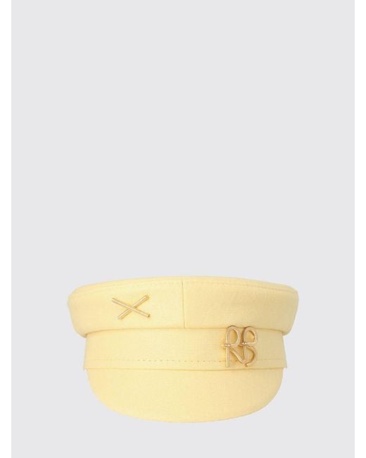 Ruslan Baginskiy Yellow Linen Baker Boy Hat With Rigid Visor And Appliqué Logo