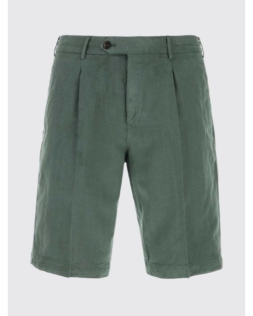 PT Torino Green Linen And Cotton Blend Chino Shorts for men