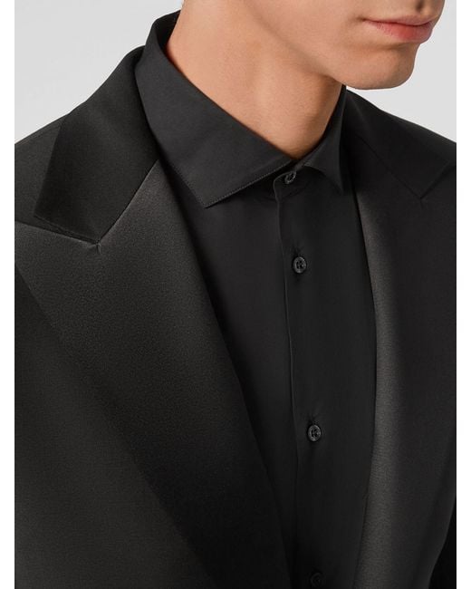 Philipp Plein Black Single-Breasted Wool Blend Blazer for men