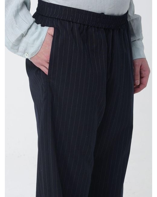 Barena Blue Trinchetto Pinstriped Virgin Wool Trousers for men