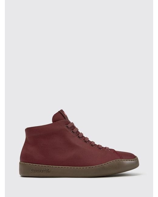 Camper Red Peu Touring Grained Leather Ankle Boots With Side Zip for men