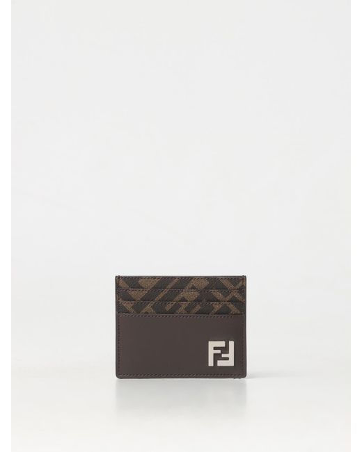 Portacarte Squared Ff di Fendi in Brown da Uomo