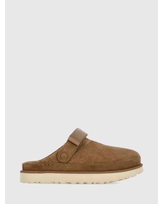 Ugg Brown Goldenstar Suede Slingback Clogs With Eva Platform Sole