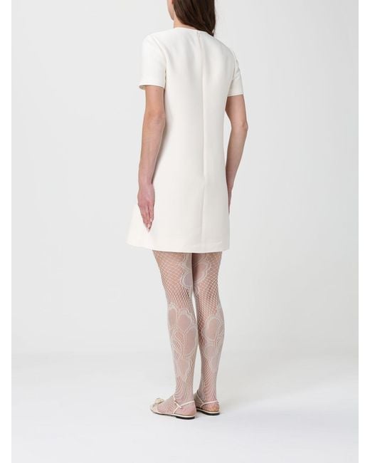 Valentino White Vlogo Virgin Wool And Silk Mini Dress