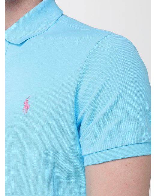 Polo Ralph Lauren Blue Basic Cotton Polo Shirt With Pony Logo for men