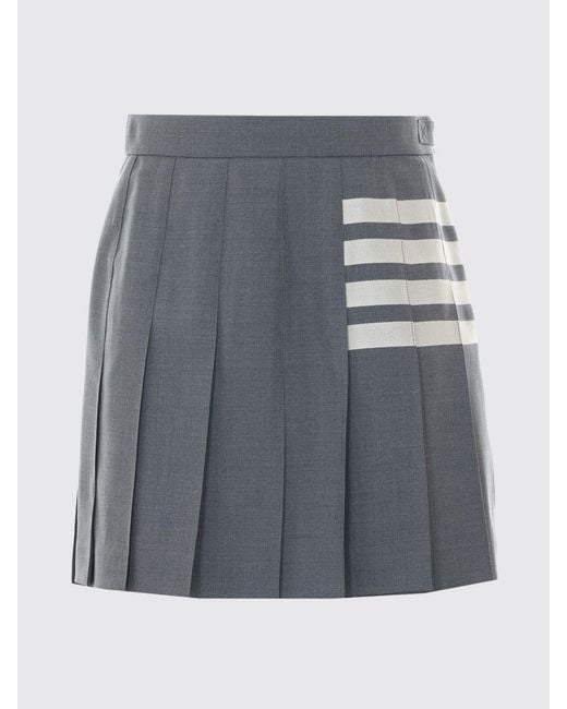Thom Browne Gray 4-Bar Pleated Wool Mini Skirt