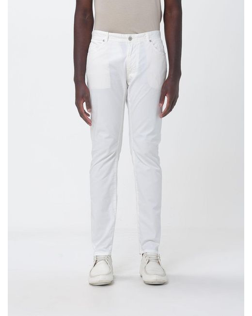 Brooksfield White Cotton Slim Fit Trousers for men