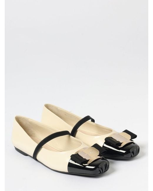 Ferragamo White Ballet Flats
