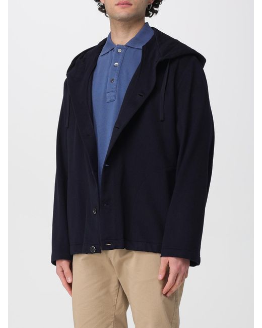Barena Blue Cashmere Hooded Overshirt for men