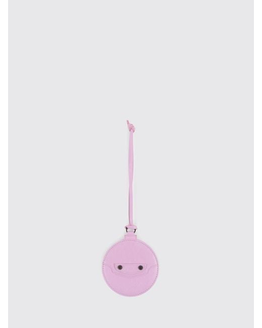 Balenciaga Pink Arena Leather Keychain With Mirror