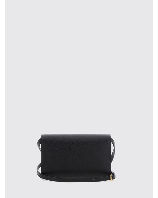 SAVETTE Black Symmetry Grained Calfskin Cross-Body Bag With Metal Closure