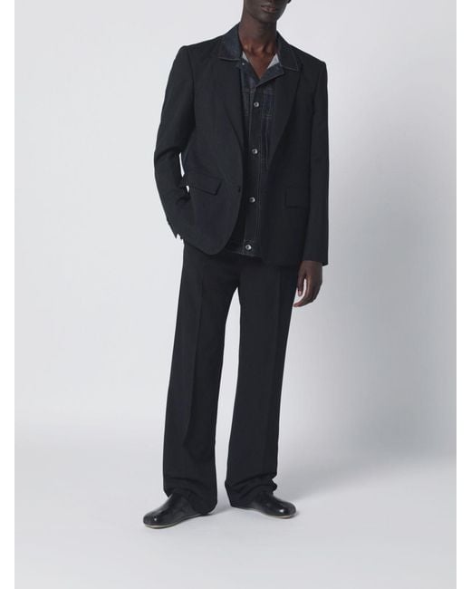 Sacai Blue Cropped Single-Breasted Cotton Blazer With Two-Button Closure for men
