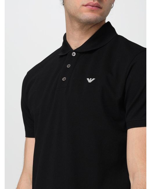 Polo in cotone con logo di Emporio Armani in Black da Uomo