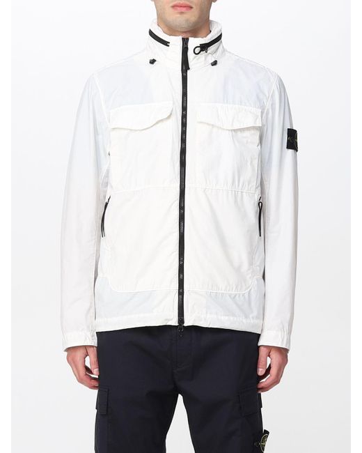 Stone Island Jacket In Coated Nylon in White for Men | Lyst UK