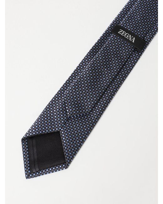 Cravatta in seta con motivo jacquard di Zegna in Blue da Uomo