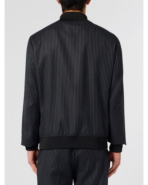Philipp Plein Black Striped Virgin Wool Bomber for men