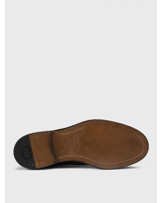 Doucal's Brown Leather Derby Shoes With Brogue Detail for men