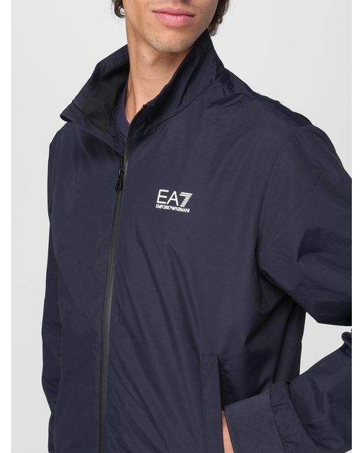 EA7 Blue Recycled Nylon Jacket for men