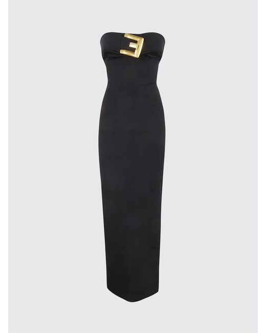 Balmain Black Long Stretch Viscose Dress
