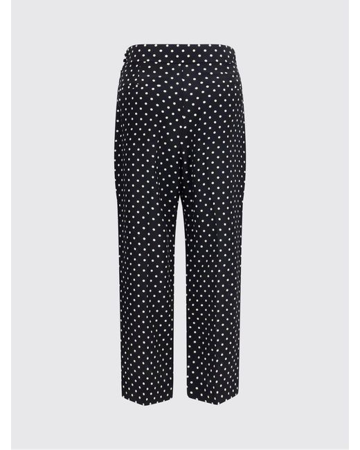 Valentino Garavani Black High-Waisted Cropped Silk Pants With Polka Dot Print