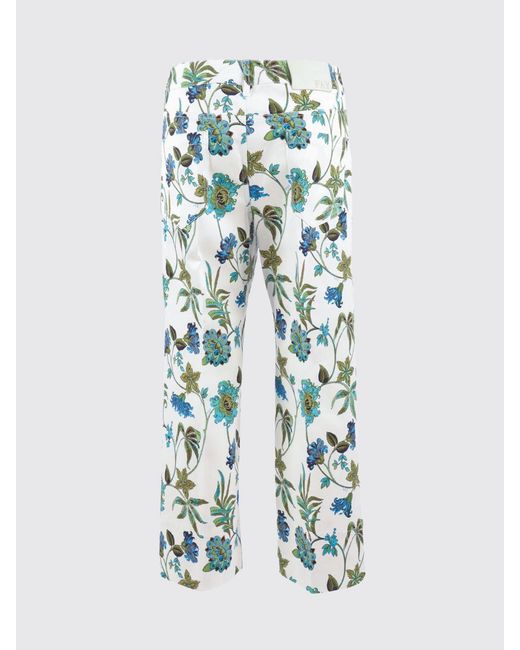 Fay White Printed Cotton Cropped Trousers