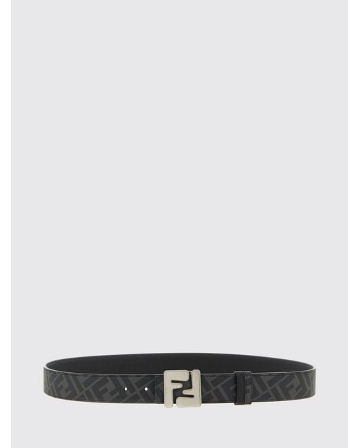 Fendi White Ff Faux Leather Belt for men