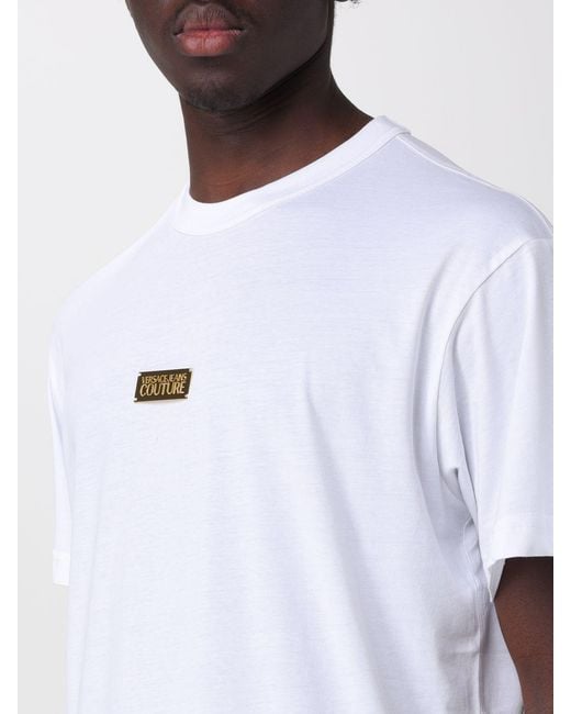 Versace Jeans Couture White Oversize Cotton T-Shirt With Logo for men