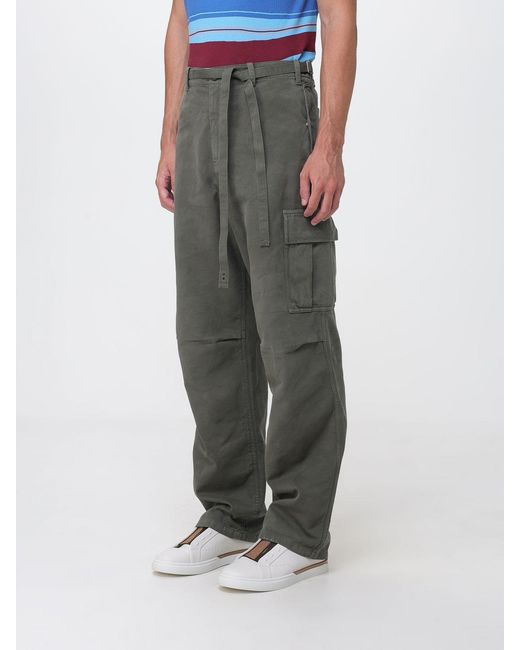 Fendi Gray Wide-Leg Cotton Cargo Trousers With Waist Belt for men