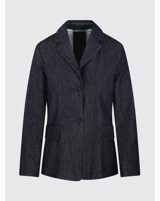 Max Mara Gray Robin Single-Breasted Denim Blazer