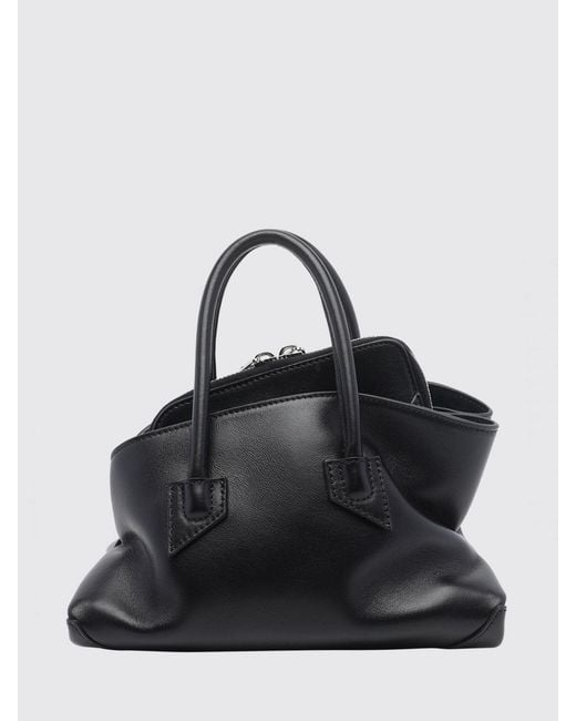The Attico Black La Passeggiata Asymmetrical Smooth Calfskin Mini Handbag