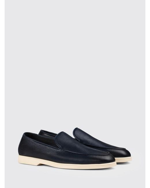 Doucal's Blue Grain Leather Loafer for men