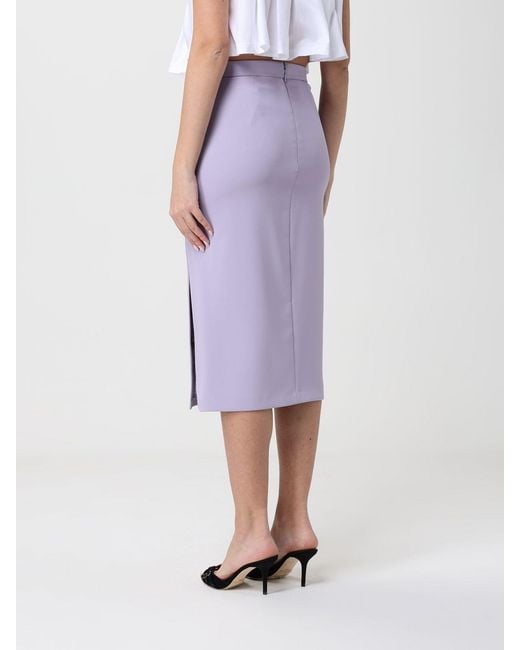 Elisabetta Franchi Purple Crêpe Midi Skirt