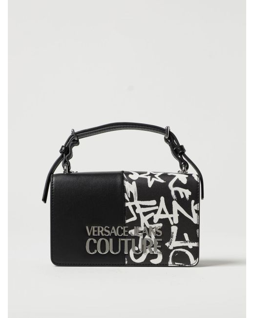 Versace Jeans Black Bag In Printed Synthetic Leather