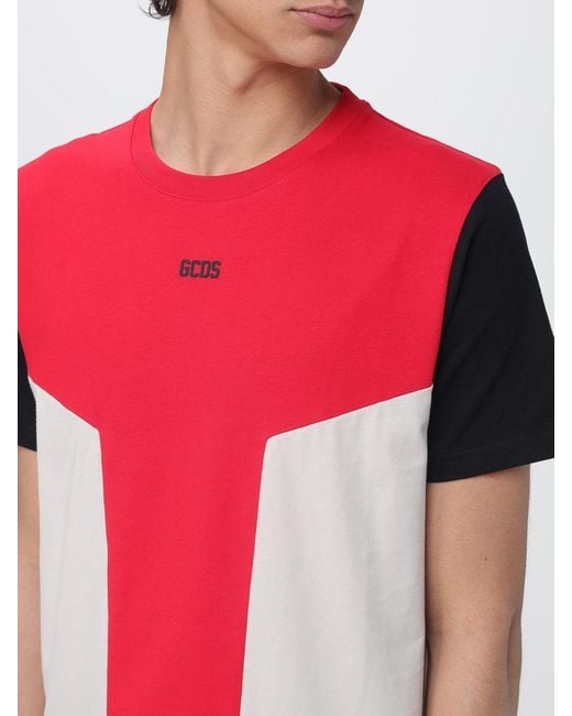 Gcds Red Cotton T-Shirt With Logo for men