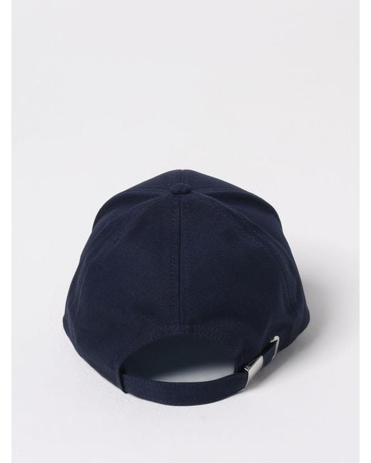 EA7 Blue Cotton Logo Print Hat for men