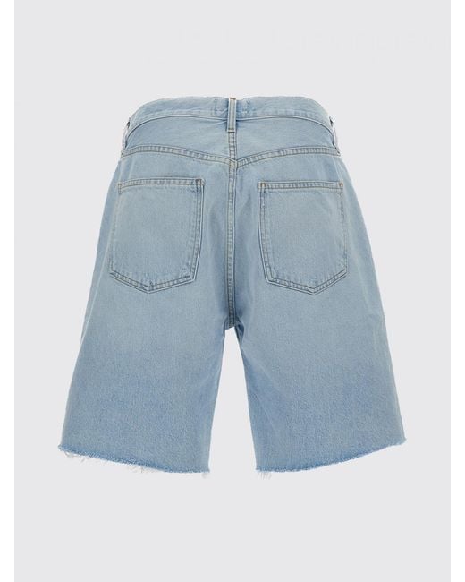Agolde Blue Knee-Length Denim Shorts With Five-Pocket Design for men