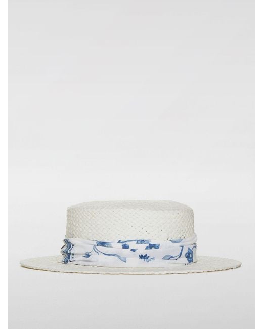 Cappello in rafia intrecciata di Maison Michel in White