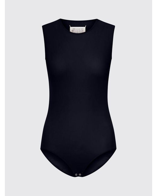 Maison Margiela Blue Stretch Nylon Bodysuit