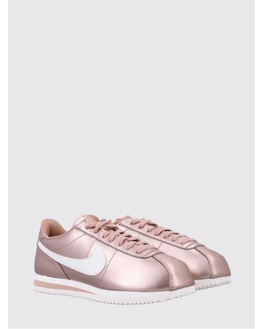 Nike Cortez Laminated Leather Trainers With Swoosh Logo And Round Toe ...