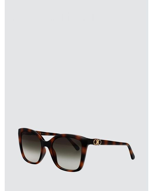Ferragamo Brown Cat-Eye Acetate Sunglasses With Gancini Detail