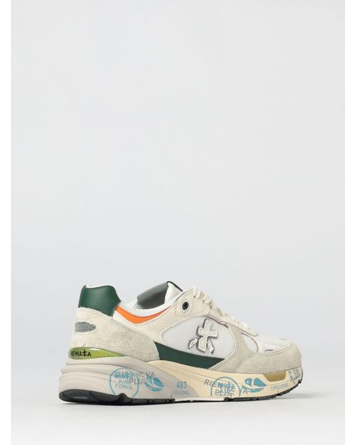 Premiata White Mase Suede And Canvas Sneakers for men