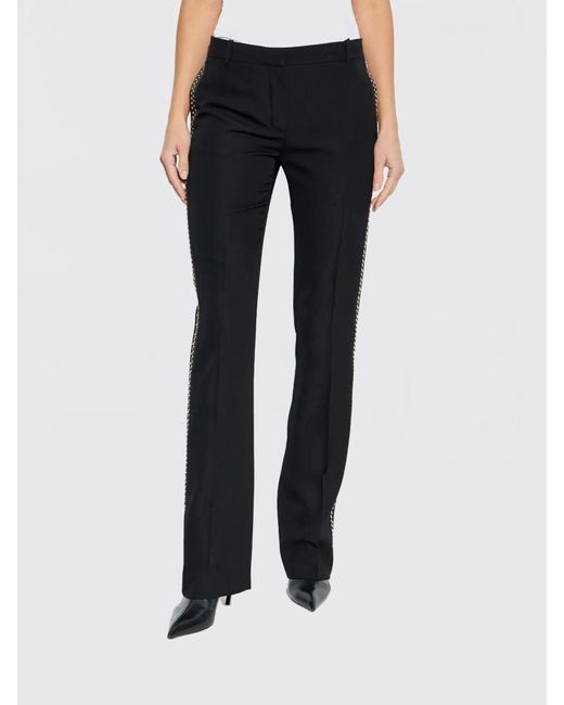 Versace Blue Wool Trousers With Studs And Rhinestones