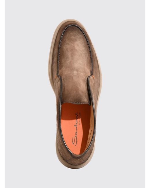 Santoni Brown Suede Calfskin Chelsea Boots With Elastic Inserts for men