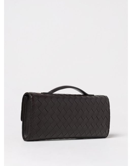 Bottega Veneta Black Andiamo Woven Leather Clutch
