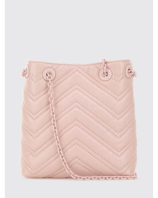 Gucci Pink Gg Marmont Mini Chevron Matelassé Nappa Leather Bucket Bag