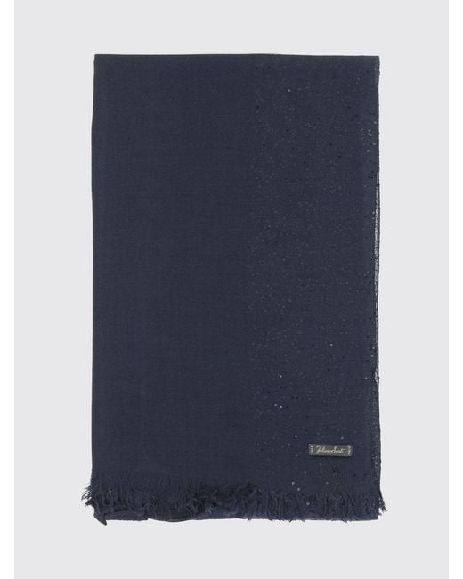 Faliero Sarti Blue Virgin Wool Blend Scarf With Sequins