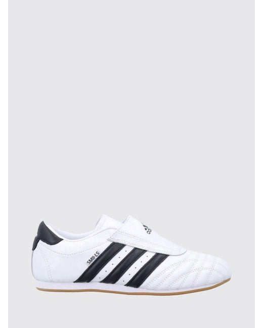 Adidas Originals White Taekwondo Quilted Leather Slip-On Sneakers With 3-Stripes Logo