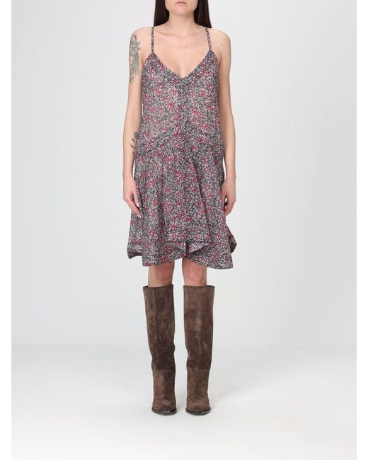 Isabel Marant Pink Danielle Floral Print Cotton Midi Dress